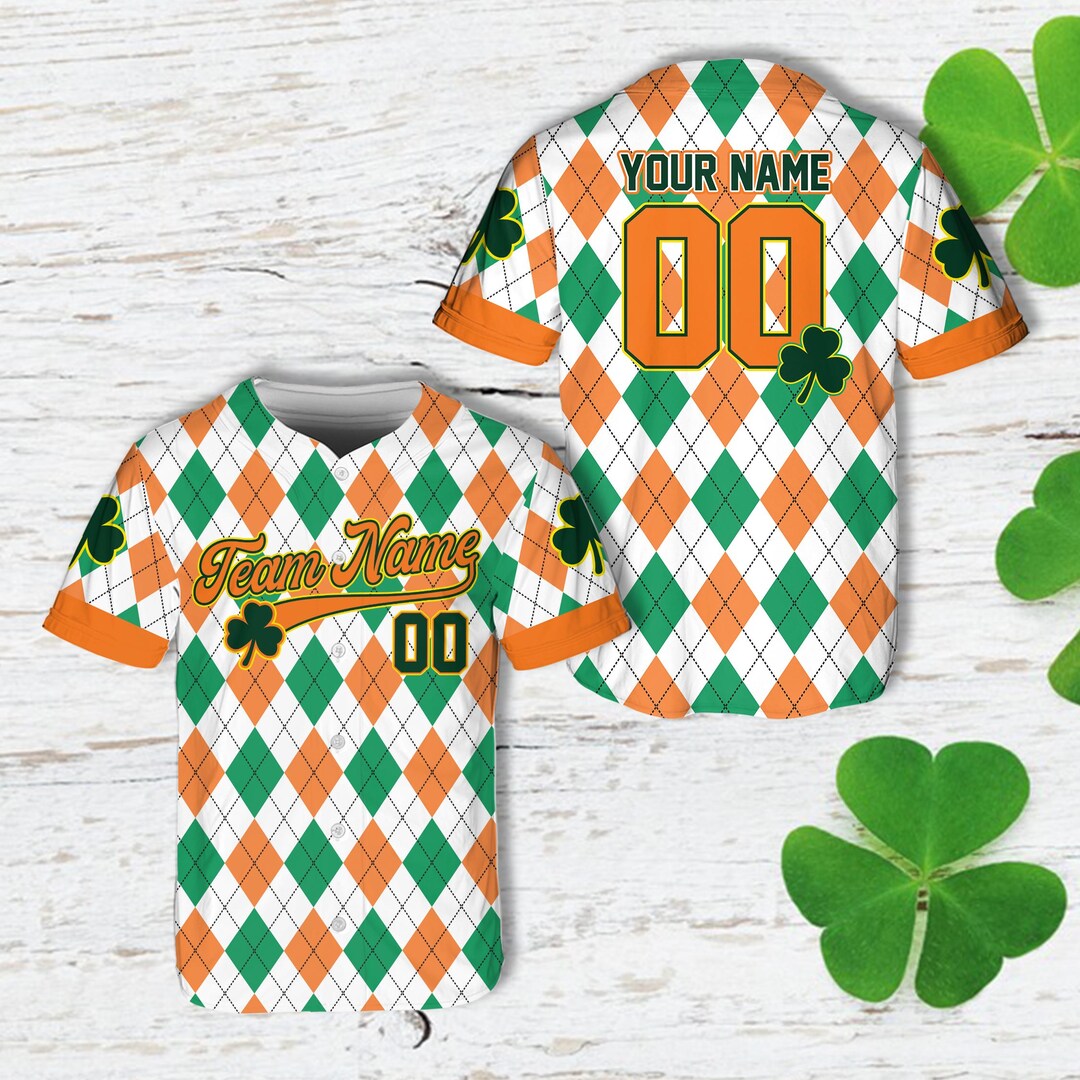 Personalized Name St Patrick's Day Baseball Jersey, Custom Plaid ...
