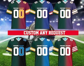 Camiseta de fútbol personalizada para dos equipos, camiseta de fútbol con degradado dividido personalizada, camiseta de mitad y mitad, atuendo para el día del juego para niños y adultos fanáticos del fútbol