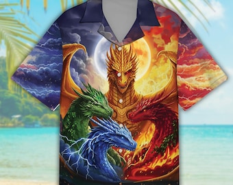Japanese Dragon Hawaiian Shirt, Dragon Aloha Shirt, Unique Beach