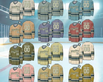 Personalized Name Number Vintage Ice Hockey Jersey, Custom Color Hockey Shirt, Hockey Team Jersey Sports Uniform For Hockey Lover Hockey Fan