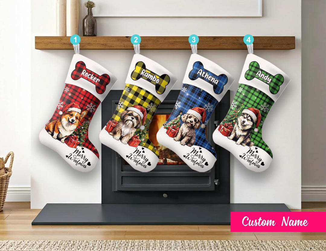 personalized-name-dog-breed-stockings-custom-color-plaid-christmas-dog