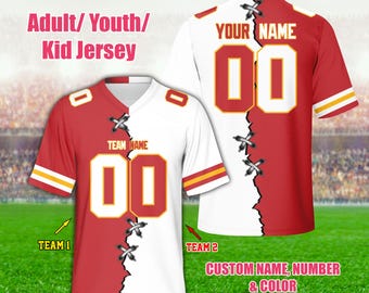 Personalized Two Football Team Jersey, Custom Split Football Jersey, Two Teams Divided Jersey, Game Day Outfit For American Football Lovers