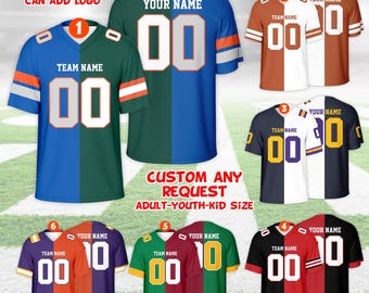 Gepersonaliseerde voetbaltrui voor twee voetbalteams, op maat gesplitst voetbalshirt, twee teams verdeeld jersey wedstrijddag outfit voor kinderen en volwassen voetbalfans