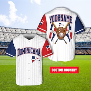 Personalisiertes Dominica Baseball-Trikot, individueller Name Dominicana Shirt, Dominikanische Familie Passendes T-Spieltag-Outfit für Dominikanischen Baseball-Fan