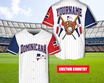 Camiseta de béisbol personalizada de Dominica, camiseta dominicana con nombre personalizado, camiseta a juego con la familia dominicana, atuendo para el día del juego para fanáticos del béisbol dominicano