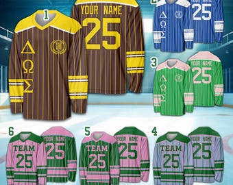 Personalisierte Name Nummer Sorority Eishockey Trikot, Benutzerdefinierte Farbe Sorority Schwestern Hockey Shirt, großes kleines Hockey Trikot, griechische Kleidung
