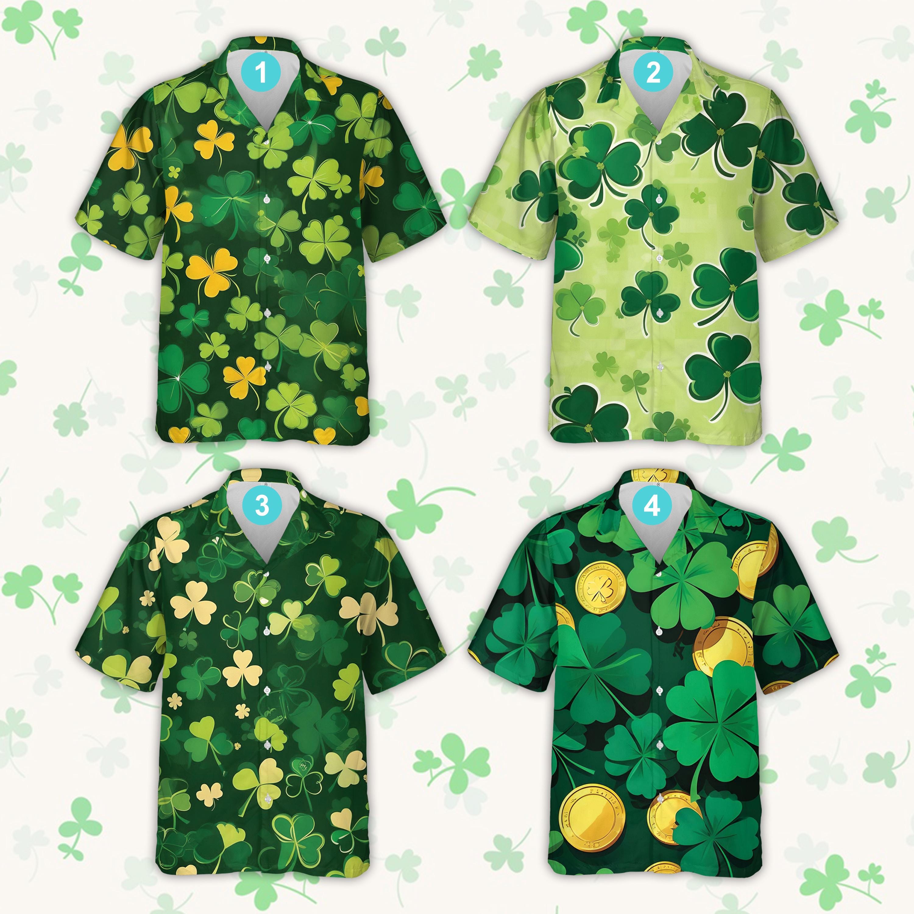 Discover Happy St Patrick's Day Hawaiian Shirt, Gold Coins Shamrock