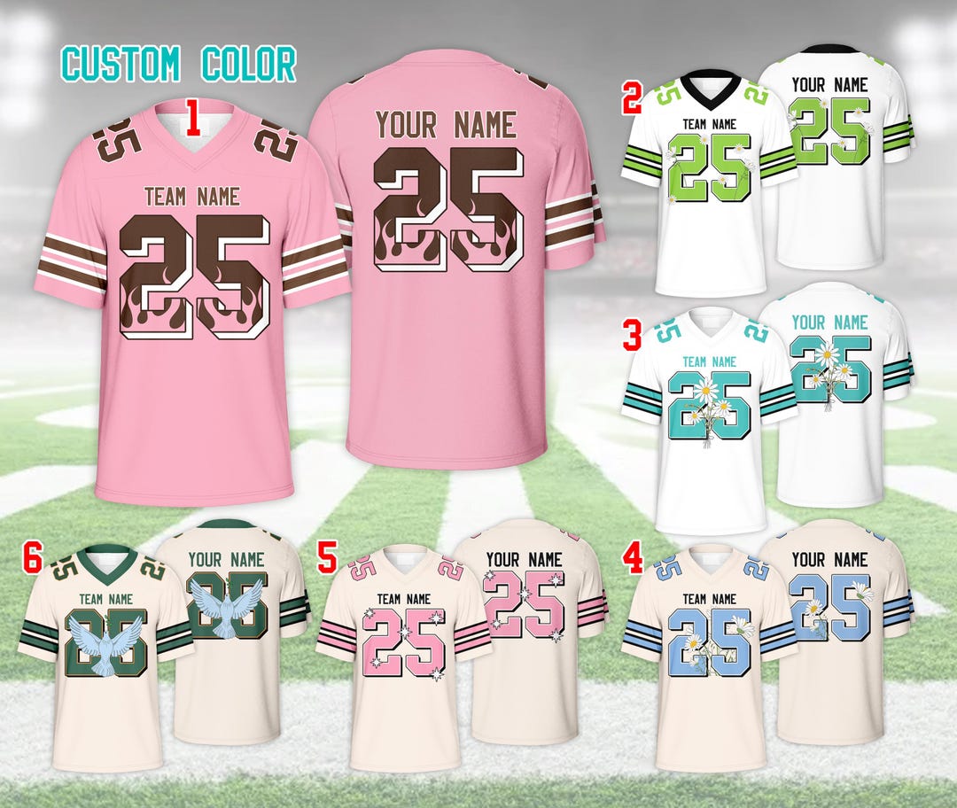 Camiseta de fútbol personalizada con nombre, flores y palomas