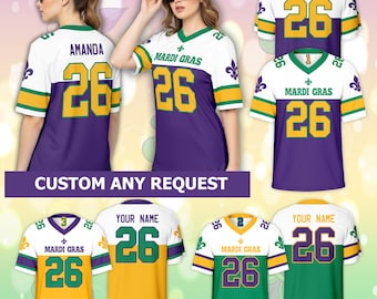 Personalized Name Mardi Gras Kids Adult Football Jersey, Custom Fat Tuesday Fleur De Lis Football Jersey Mardi Gras Festival Outfit For Fans
