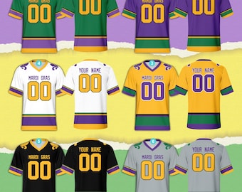 Personalized Name Mardi Gras Football Team Jersey, Custom Fat Tuesday Kids Adult Football Jersey, Mardi Gras Carnival Outfit Louisiana Shirt