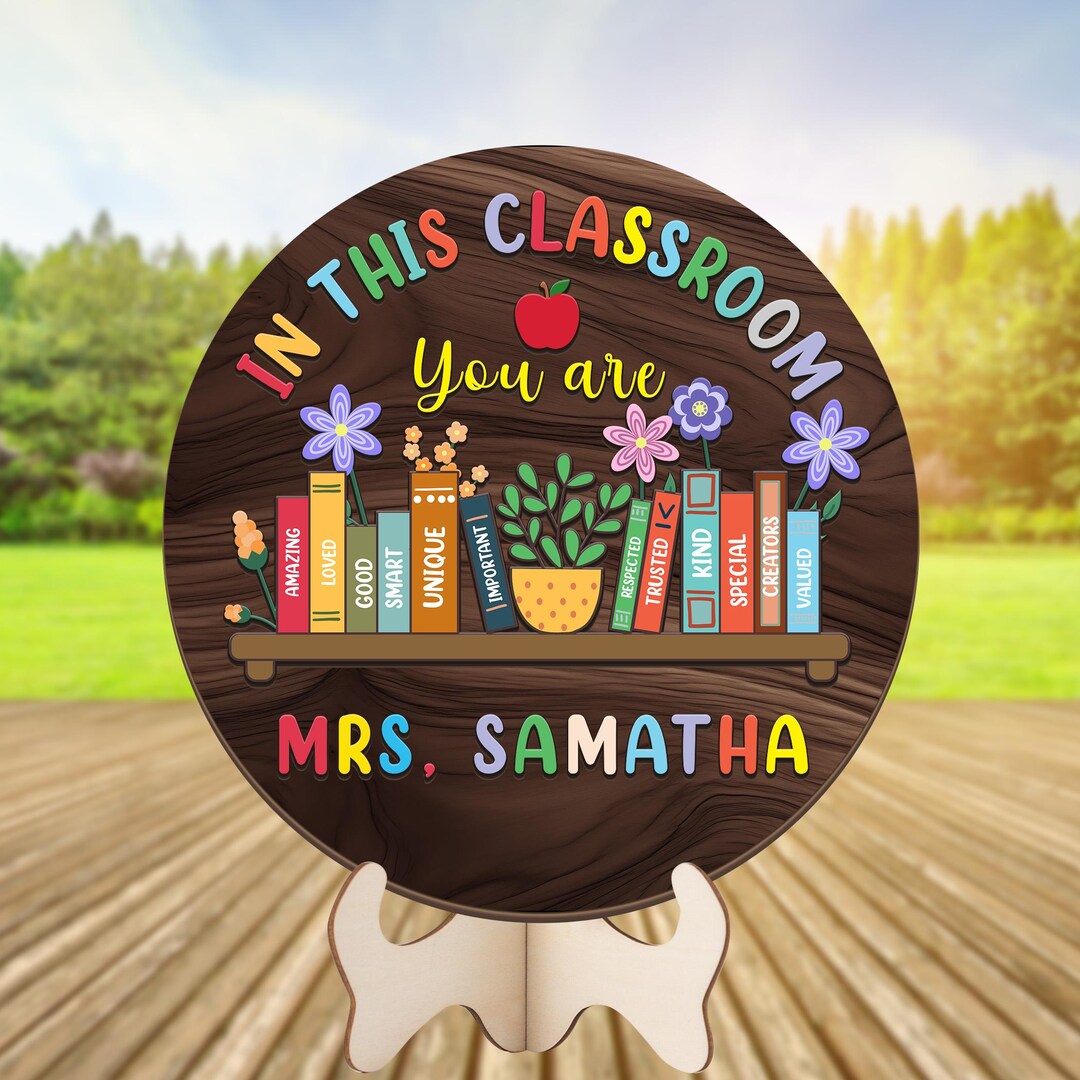Personalized Name Teacher Classroom Door Hanger, Custom Teacher Name ...