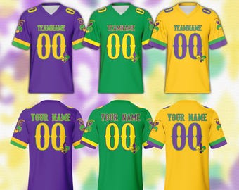 Personalized Mardi Gras Football Team Jersey, Custom Fat Tuesday Football Jersey, Kids & Adult Mardi Gras Carnival Outfit Fleur De Lis Shirt