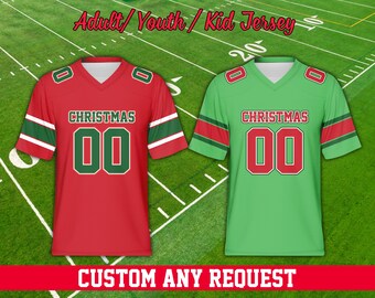 Personalized Color Christmas Football Jersey, Custom Name Christmas Party Group Matching Jersey For Football Lover, Merry Christmas Shirt