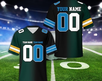 Camiseta de fútbol personalizada para dos equipos, camiseta de fútbol con degradado dividido personalizada, camiseta de mitad y mitad, atuendo para el día del juego para niños y adultos fanáticos del fútbol