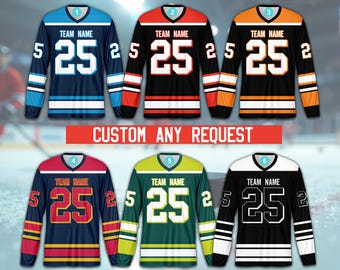 Personalized Name Number Ice Hockey Jersey, Custom Color Hockey Shirt, Hockey Team Jersey Sports Uniform For Hockey Lover Hockey Fans Family