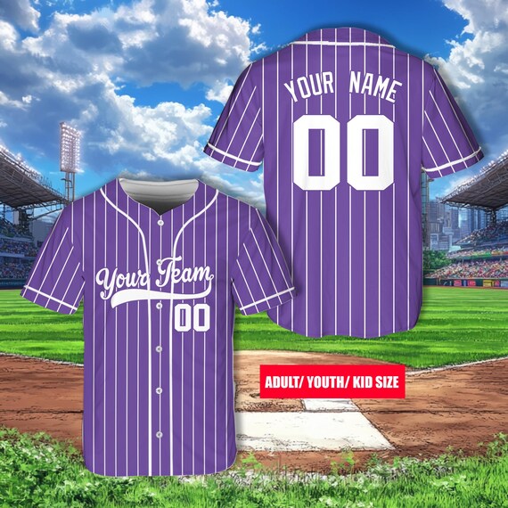 Personalized Color Stripe Line Baseball Jersey, Custom Name Kids