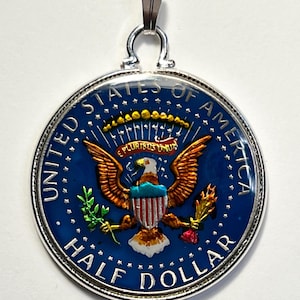 USA J. F. Kennedy Half Dollar Hand Painted Coin Medallion