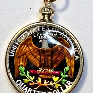 USA Eagle Seal | Washington Quarter Dollar Hand Painted Coin Medallion