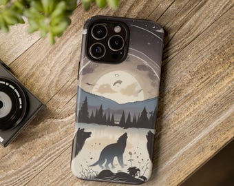 Wolf Moonlit Wilderness Phone Case: Nature Adventure Art