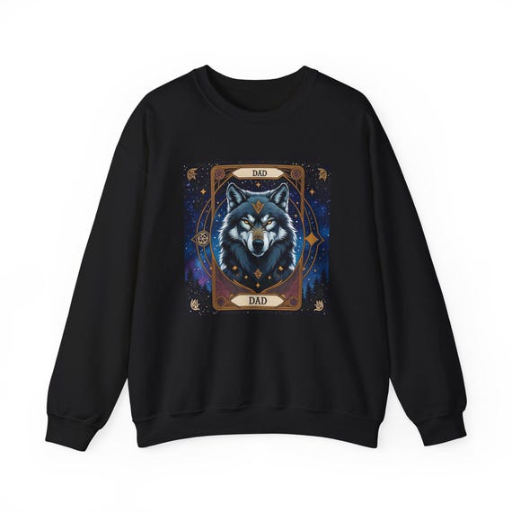 Sweat-shirt papa loup, carte de tarot, col rond, cadeau unique