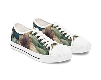Low Top Sneakers mit Blumendruck: Lässige Canvas-Schuhe für Damen