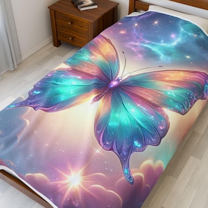 Bunter Schmetterling Samt-Plüsch-Decke - gemütlicher Überwurf für Kinder, Bett-Dekor, Geschenk für Geburtstage, Hauptkomfort, weicher Griff