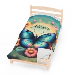 Personalisierte Schmetterling Träume Samt Plüschdecke, Gemütliches Wohnkultur, Geschenk für Naturliebhaber, Weiche Decke, Perfekt zum Entspannen