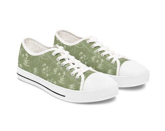 Zapatillas bajas con estampado floral: zapatos casuales de lona para mujer