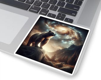 Cosmic Bear Kiss-Cut Sticker: Wildlife Art, Laptop Decal