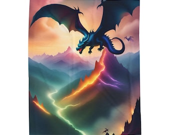 Manta de felpa de terciopelo de dragón místico: decoración fantástica para el hogar