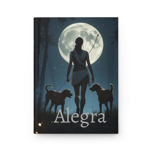 Dziennik w twardej oprawie Moonlit Adventure, inspirujący notatnik, prezent dla miłośnika psów, dziennik przyrodniczy, dziennik do pisania, projekt Ethereal Sky, personalizacja