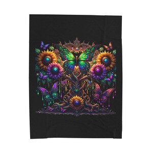 Schmetterling Garten Samt Plüschdecke, gemütlicher Überwurf für den Herbst, Wohnkultur, Geschenk für Naturliebhaber, lebendige Kunstdecke