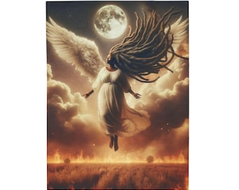 Celestial Angel Velveteen Plush Blanket: Cozy Astrology Throw