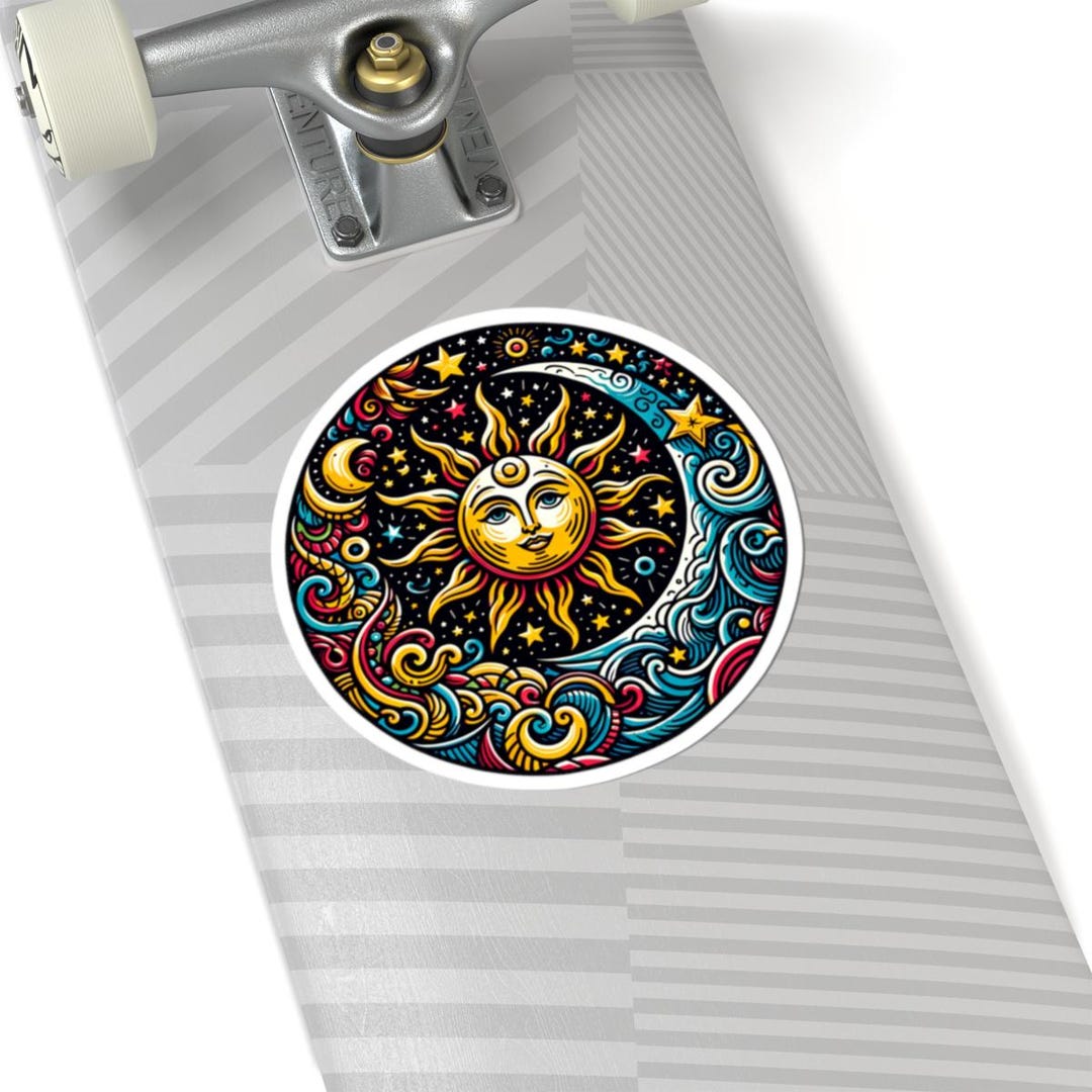 Celestial Sun & Moon Stickers: Boho Laptop Decals, Astrology Art - Etsy