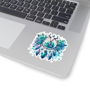 Mystical Rose Dreamcatcher Kiss-Cut Stickers, Boho Decor, Laptop Stickers, Gift for Her, Bohemian Aesthetic, Dreamcatcher Laptop Decal