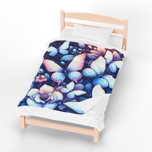 Schmetterling Träume Samt Plüsch Decke, Gemütlicher Überwurf für Zuhause, Geschenk für Sie, Kinderzimmer Dekor, Weiche Bettwäsche, Schmetterling Liebhaber Geschenk
