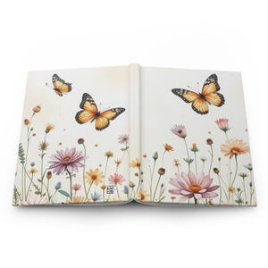 Butterfly Floral Hardcover Journal, Nature Inspired Notebook, Writing Journal for Women, Gift for Nature Lovers, Aesthetic Stationery