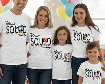 Custom Disney Family Squad Shirt, Disney Family Shirts, Disneyworld Shirts Family, Custom Disney Characters Shirt, Disney Vacation Matching