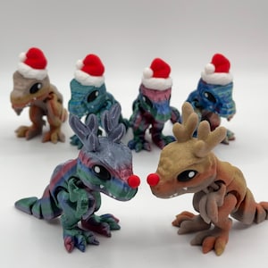 Custom Printed Festive Holiday Articulating Tyrannosaurus Rex (T-rex)