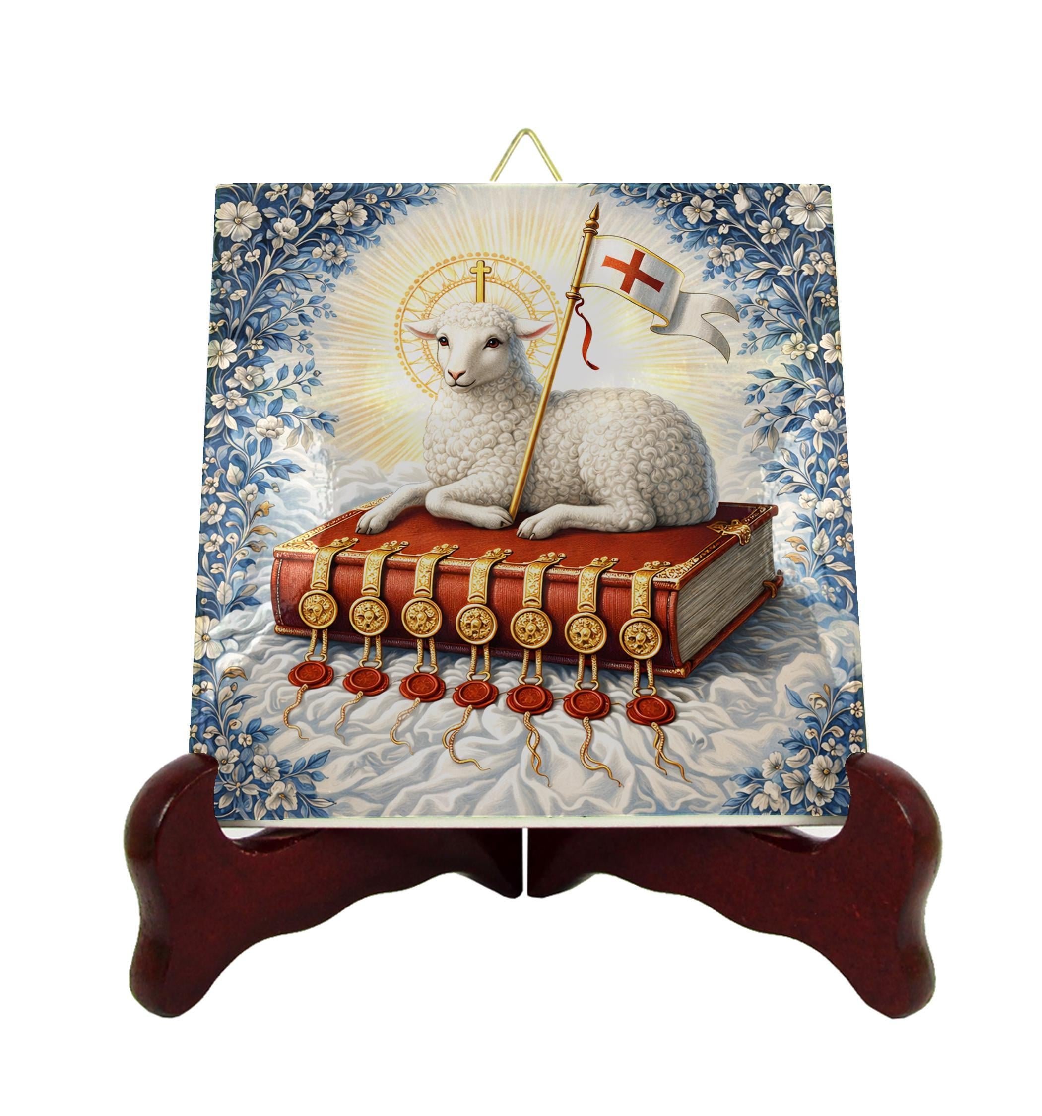 Agnus Dei Ceramic Icon – Paschal Lamb Catholic Wall Art, Sacred