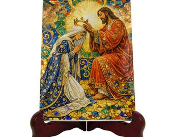 イタリア製 聖母子像 壁掛けアート ボード絵 宗教画 La Madonnina イタリア製聖母子像壁飾り、手描き樹脂宗教レリーフ、ヴィンテージ
