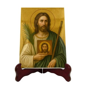 Handmade Ceramic Saint Jude Thaddeus Icon: Byzantine Christian Art
