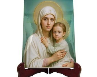 Madonna and Child Ceramic Icon Christian Icon, Virgin Mary with Baby Jesus, Marian Art, Catholic Motherhood, REALITAS Series