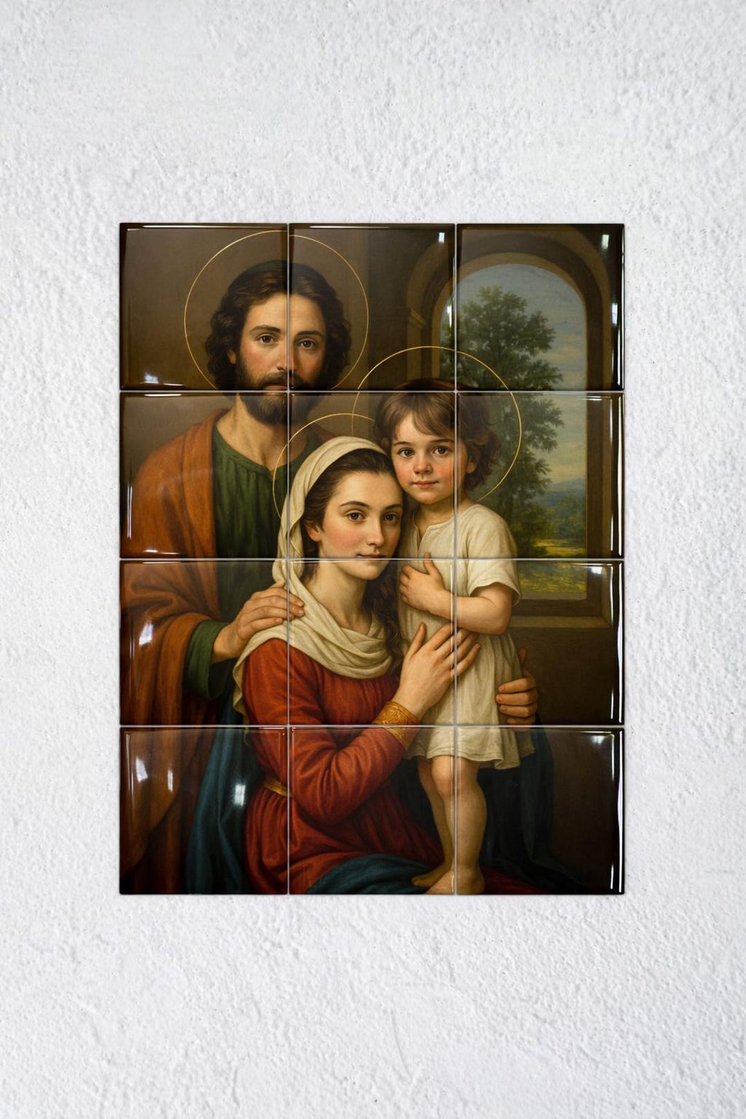 Holy Family Tile Mural – Catholic Wall Art Sacred Art Christian Gift ...