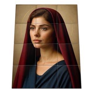 Handmade Virgin Mary Ceramic Tile Mural: Catholic Religious Wall Art