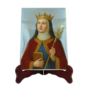 Saint Margaret of Scotland Catholic Icon: Handcrafted Ceramic Home Decor