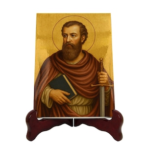 Icono cerámico de San Pablo Apóstol – Arte religioso católico bizantino / Flos Carmeli HolyArt