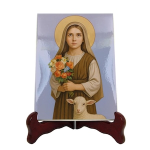 Handcrafted Saint Germaine Cousin Ceramic Icon: Christian Home Decor