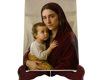 Madonna and Child Ceramic Icon, Christian Gifts, Virgin Mary Wall Art, Sacred Christian Decor, Marian Artwork | Flos Carmeli HolyArt