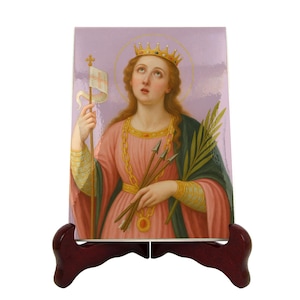 Handcrafted Saint Christina Ceramic Icon: Catholic Home Decor